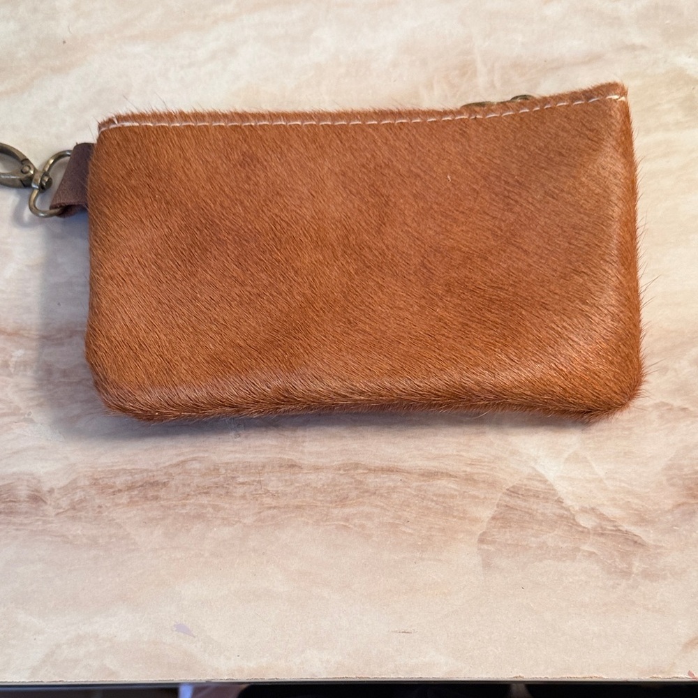 Brown Cow Fur Coin Pouch